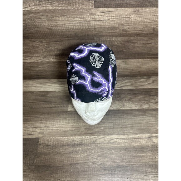 VTG Harley Davidson Biker Hat Cap Purple Lightning Thunder OS 90s RARE - Picture 2 of 12